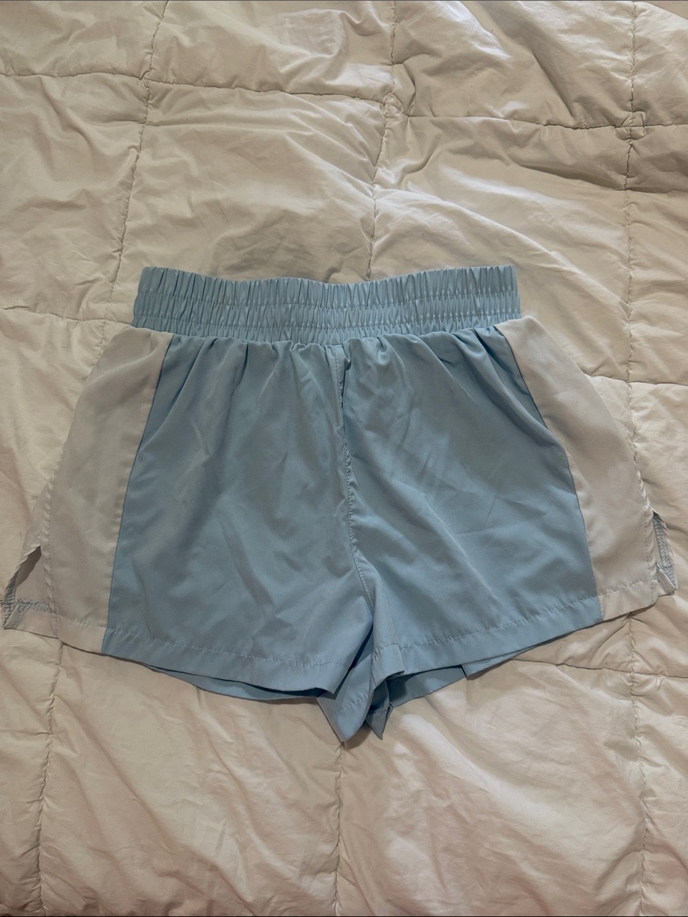 Blue and White Lined Athletic Shorts